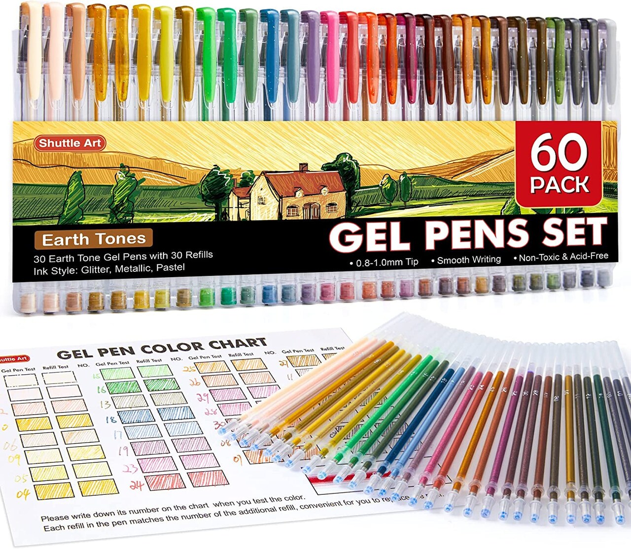 Pastel Gel Pens, 24 Pastel Milky Colors Gel Pen for Black Paper, Adults Coloring Books Drawing Doodling Crafts Scrapbooking Journaling